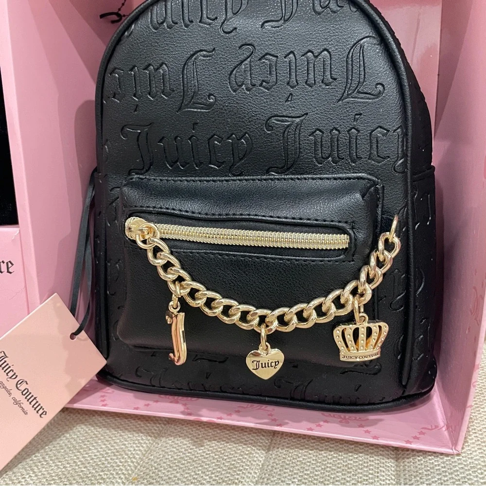 NEW Juicy Couture Black DeBoss Logo Mini Backpack & Heart  display picture 1